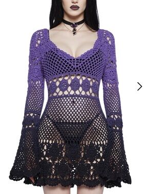 DOLLS KILL Widow Bottled Appetites Crochet Dress